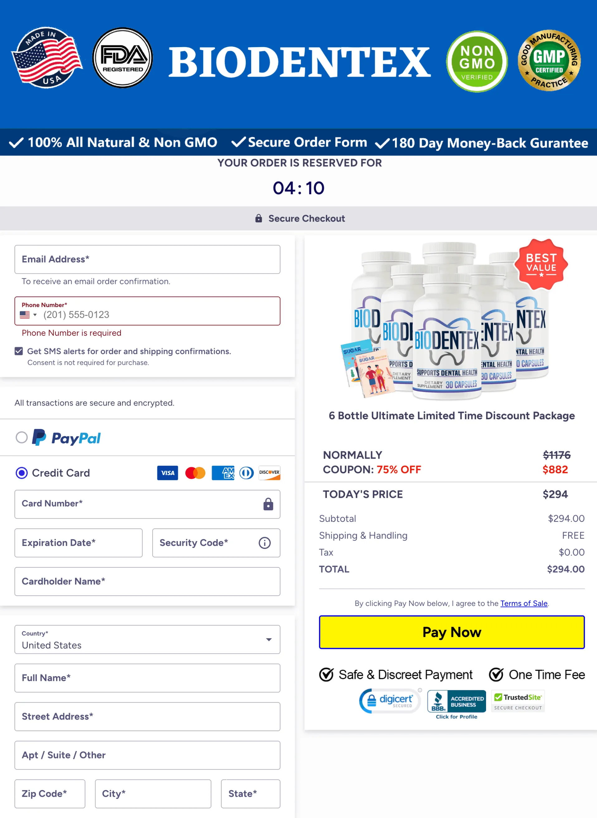 biodentex-checkout-page